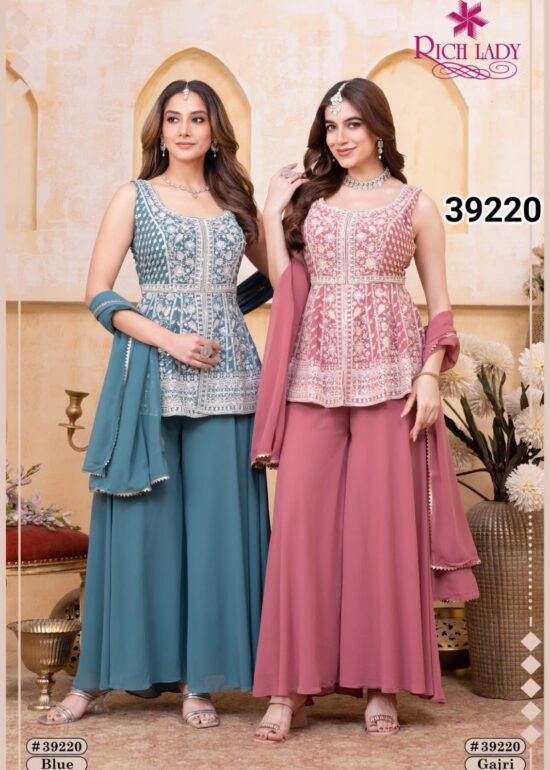 peplum top with sharara suit