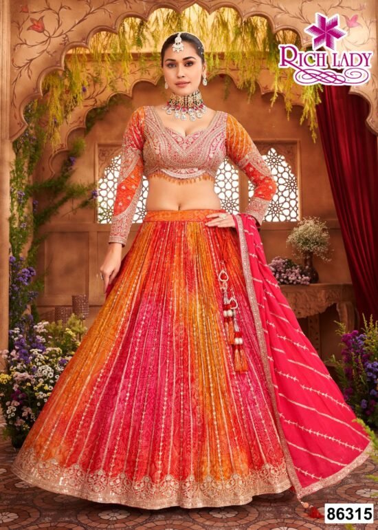 green & yellow ombre lehenga choli set